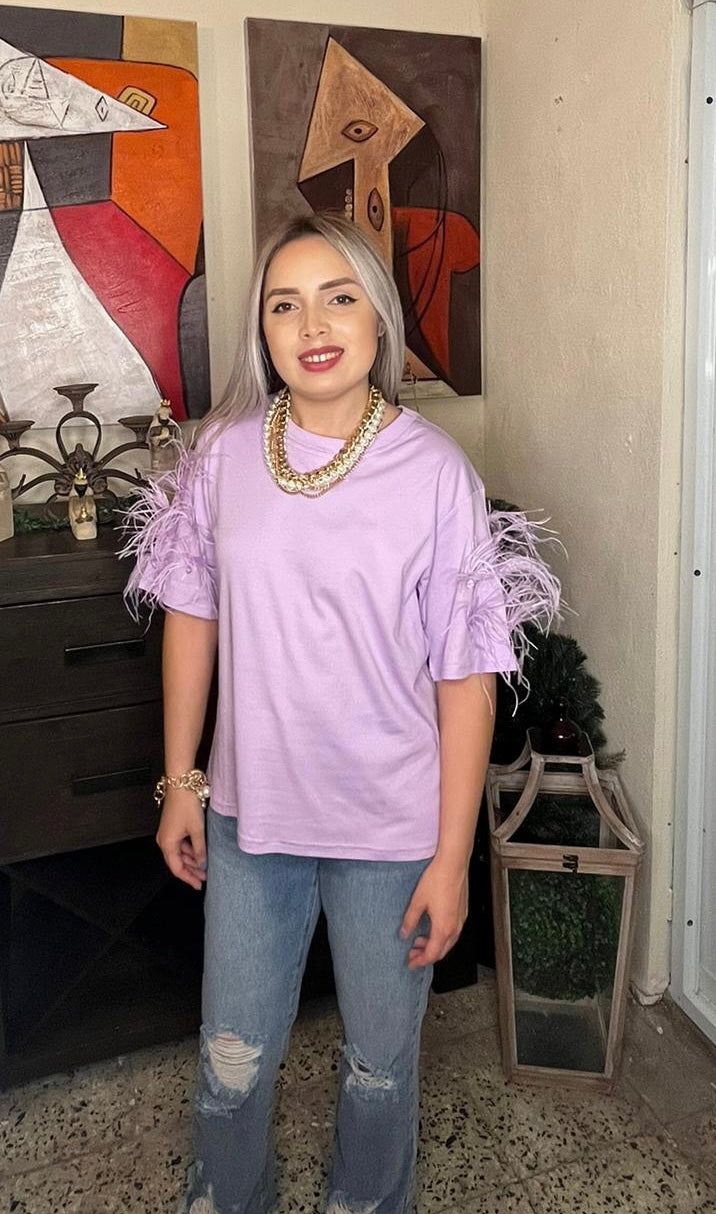 Lilac feather tshirt