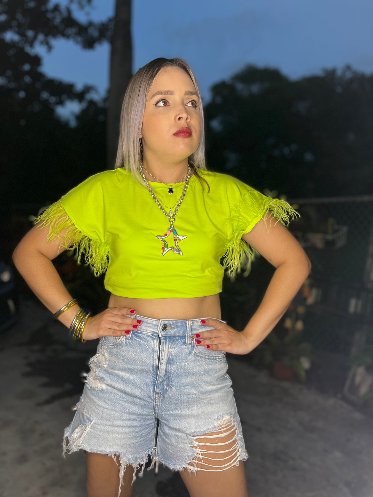 Lime feathers tshirt