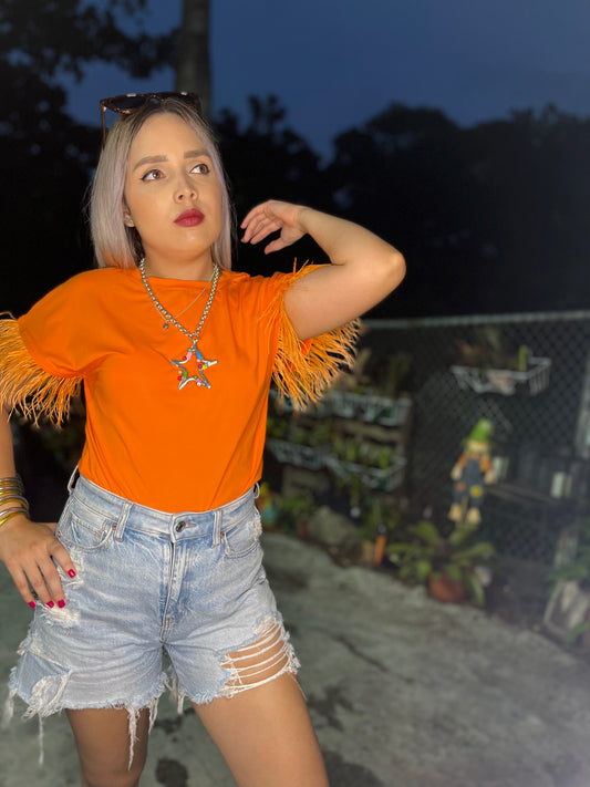 Orange feathers tshirt